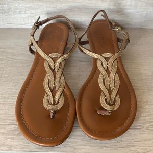 UNISA Sparkle Brown T-Strap Sandals